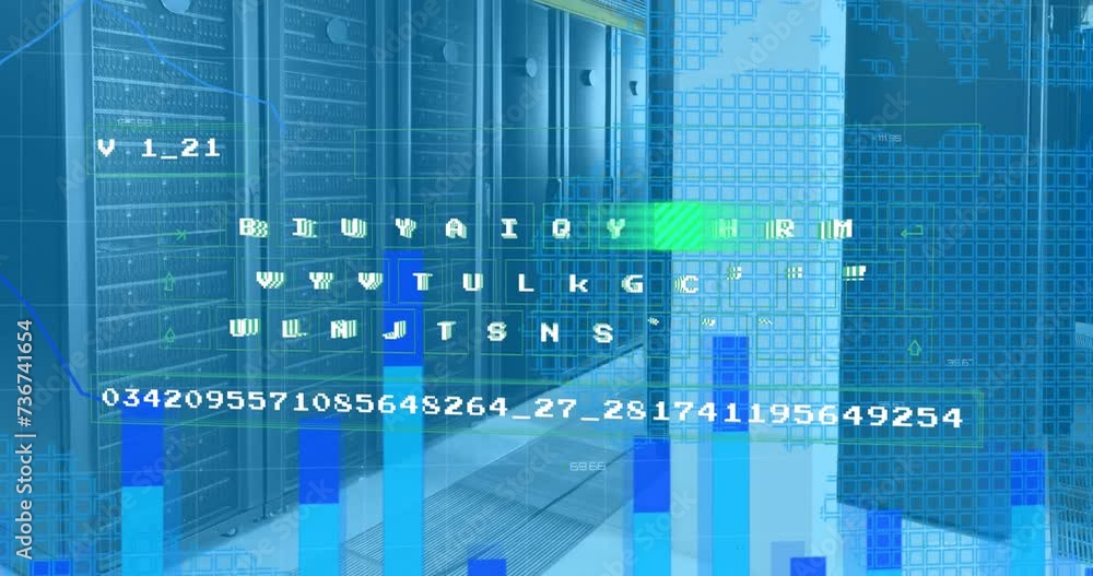 Aufkleber animation of data processing over computer servers