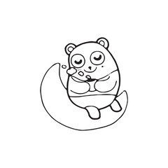 cute cartoon panda Hand drawn doodle comic illustration vector isolated on white background