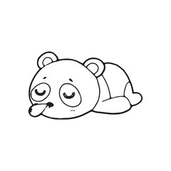cute cartoon panda Hand drawn doodle comic illustration vector isolated on white background