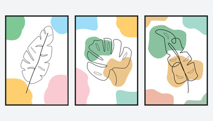 Botanical minimalist posters Hand drawn flat design boho wall art vectoe design