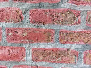 Background and Wallpaper or texture of old brick wall ancient vintage retro style. Wall of red...