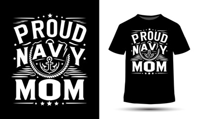 Proud Navy Mom T-Shirt Design