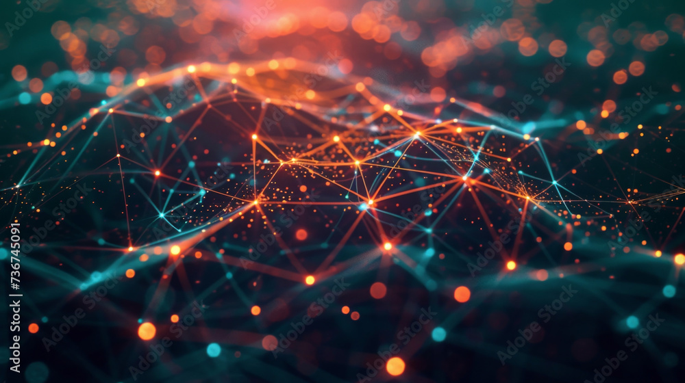 Aufkleber a network of interconnected geometric shapes glowing with ethereal light symbolizing the flow of ene
