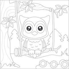 coloring owl hanging in the forest