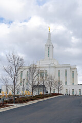 Pocatello Idaho temple with clouds