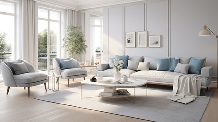 Naklejka na ściany i meble Interior of modern luxurious living room 