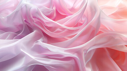Elegant Flowing Silk Fabric in Soft Pastel Pink Tones, Luxurious Abstract Background