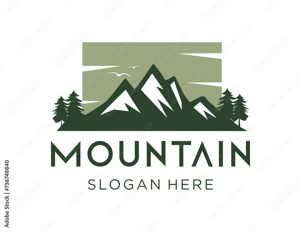 Poster the logo design is about mountain and was created using the corel draw 2018 application with a white
