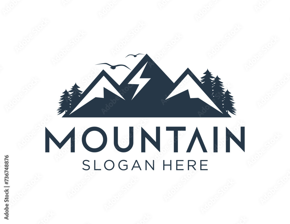Poster the logo design is about mountain and was created using the corel draw 2018 application with a white