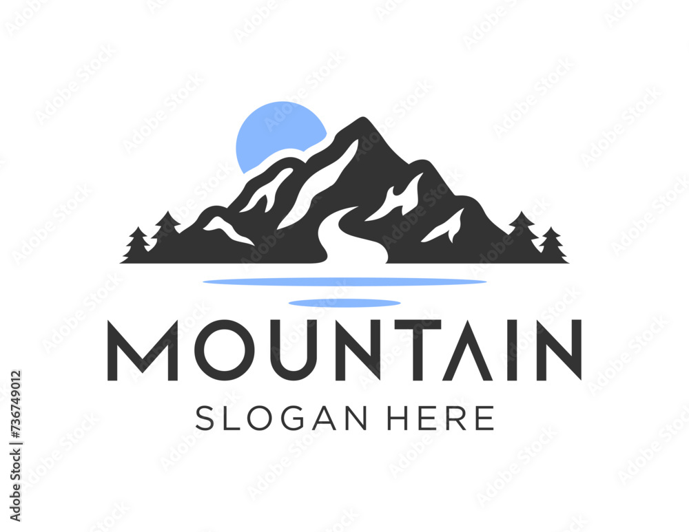 Poster the logo design is about mountain and was created using the corel draw 2018 application with a white