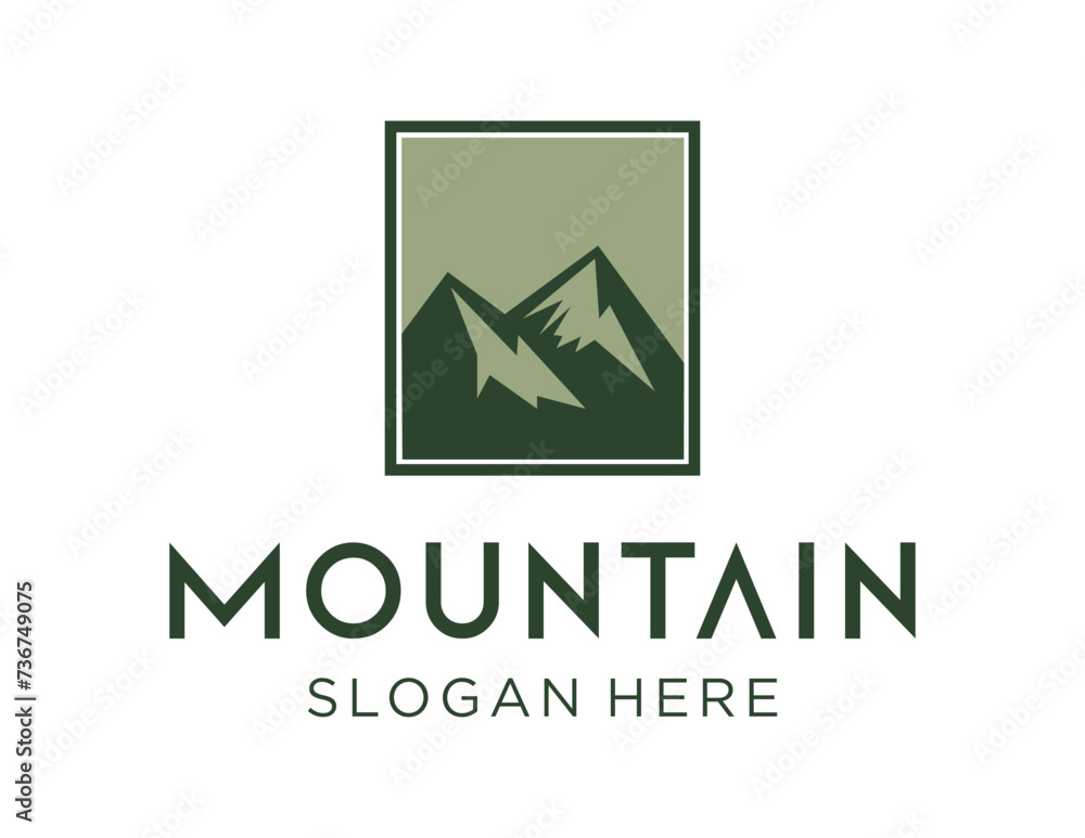 Poster the logo design is about mountain and was created using the corel draw 2018 application with a white