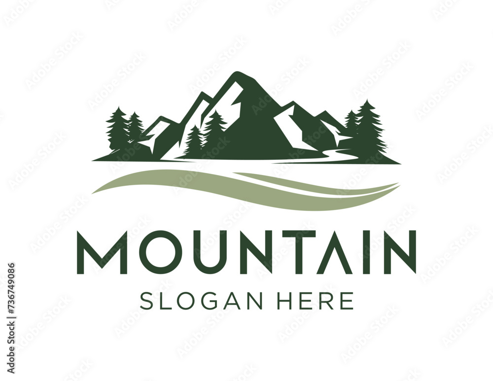 Poster the logo design is about mountain and was created using the corel draw 2018 application with a white