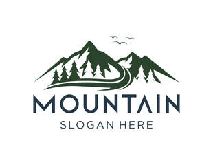 The logo design is about Mountain and was created using the Corel Draw 2018 application with a white background. - obrazy, fototapety, plakaty