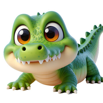 3D cute Crocodile isolated on white background