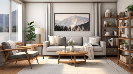 Scandinavian elegance inspired modern living room interior 