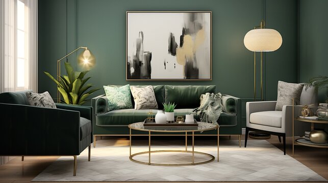 Modern monochromatic living room interior style 