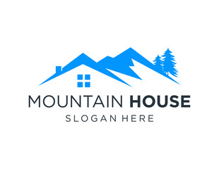 The logo design is about Mountain House and was created using the Corel Draw 2018 application with a white background.