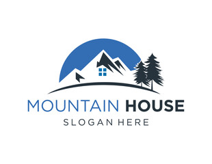The logo design is about Mountain House and was created using the Corel Draw 2018 application with a white background.