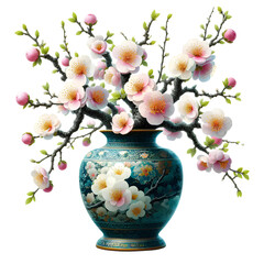 Chinese vase isolated on white background