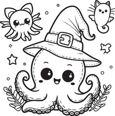 octopus witch vector