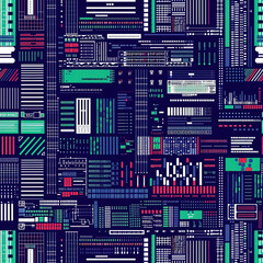 Noise and data minimal digital shapes repeat pattern