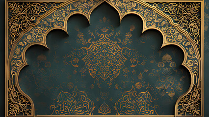 Islamic Gold Frame . Islamic background
