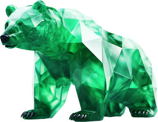 bear,green cyrstal shape of bear,bear made of crystal isolated on transparent or white background 