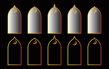 Islamic or Arabic door and window vector shapes silhouettes.