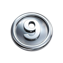 9 number icon silver button