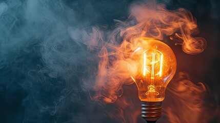 Smoke Emitting From Light Bulb Showing Electrical Malfunction 