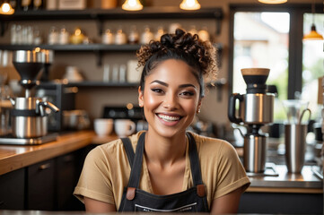 beutiful Female barista in the coffee shop