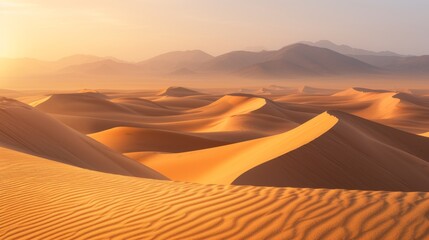 Fototapeta na wymiar a barren desert landscape with rolling sand dunes and scorching heat