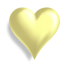 A classic yellow heart on white backdrop, the universal symbol of love, is a popular design element for Valentines Day greeting cards - 736761296