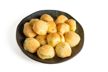 pão de queijo isolated on a white background (also known as cheese bread or cheese bun)