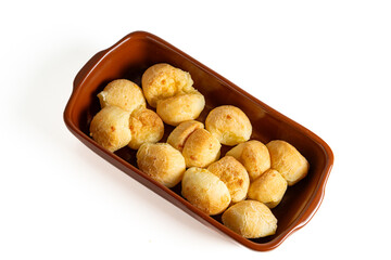 pão de queijo isolated on a white background (also known as cheese bread or cheese bun)