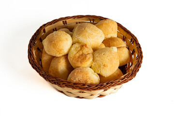 pão de queijo isolated on a white background (also known as cheese bread or cheese bun)