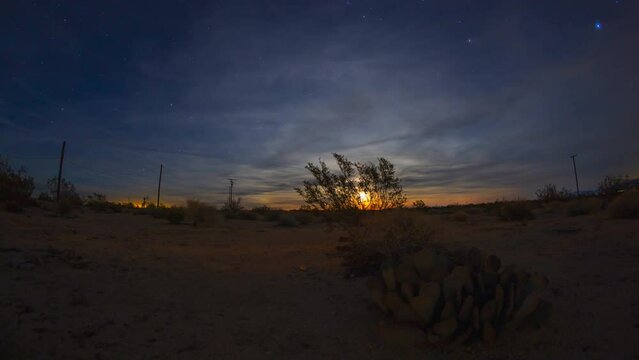 Desert Stars Moon Timelapse Rise Night Panorama Sky
