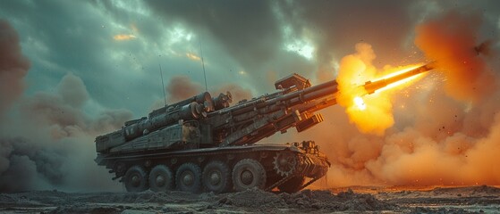 Self-propelled gun and antiaircraft missile system - obrazy, fototapety, plakaty