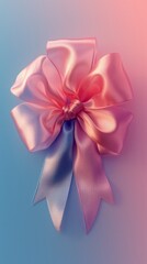 Soft pink bow with long ribbons on a gentle background, a classic symbol for gifting and special occasions.
