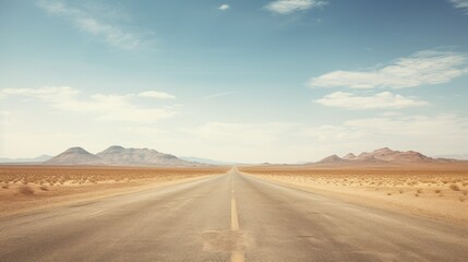 Vast Desert Road Leading to Nowhere in the Middle of Nowhere