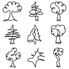Fototapeta premium Hand drawn tree set, sketch for your design. Vector illustration.