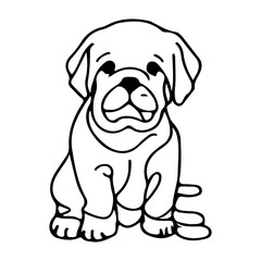 sketch line art animal dogs puppy characters hand drawn isolated set. Vector graphic design element illustration