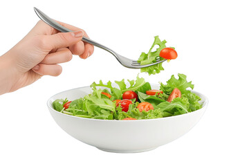 hand with fork  holding a salad