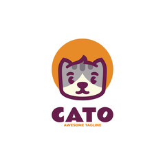 Vector Logo Illustration Cat Simple Mascot Style.
