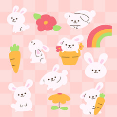 Rabbit Character Illustration with Cute Cartoon Style