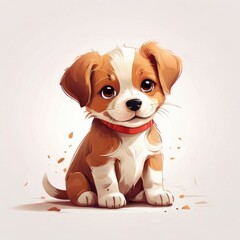 cute puppy white background illustration