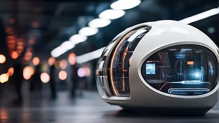 Fototapeta premium The transportation capsule of the future. An advanced mode of land transportation of modern technology. Tech and sci-fi themed backgrounds