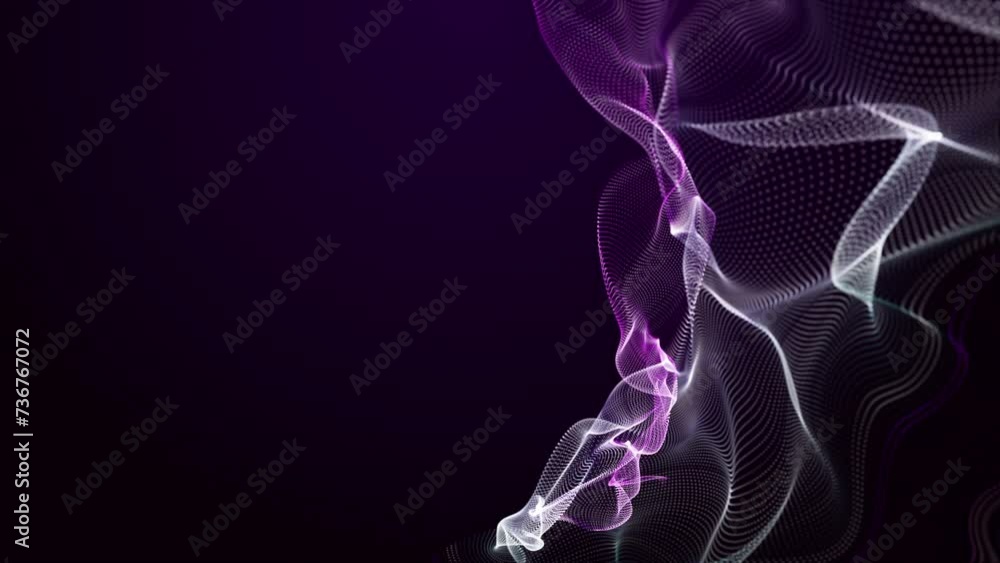 Aufkleber romantic video animation with particle wave object in slow motion and space for text, 4096x2304 loop