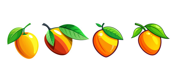 Mango fruit vector isolated, mango set.