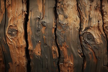 Close view of rich and rugged tree bark texture highlighting natural patterns and color variations